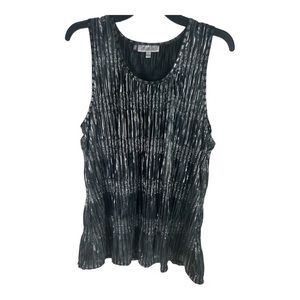 Jennifer Lopez Womens Blouse Large Silver and Black Sleeveless Top L423